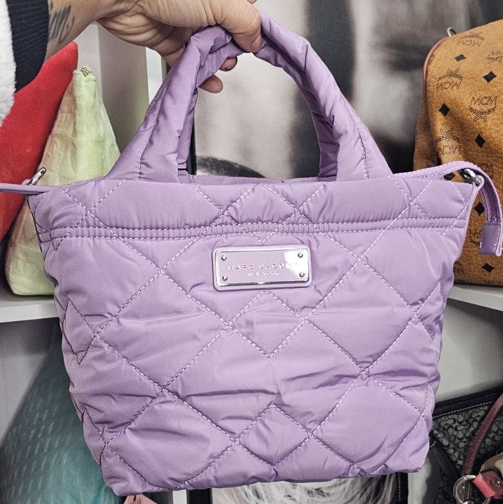 NWT Marc Jacobs lavender quilted nylon satchel